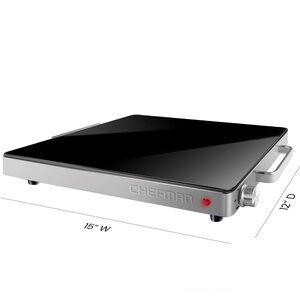 Chefman Compact Glasstop Warming Tray - Black & Silver